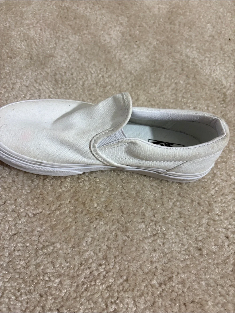 Vans Kids White Canvas Slip-On Sneakers